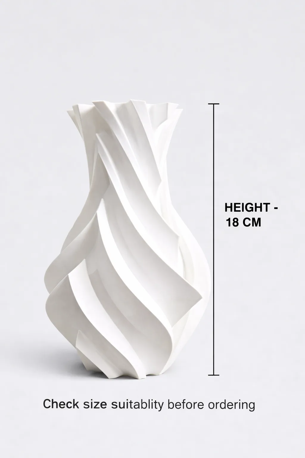 Modern White Flame -Twisted Decorative Vase view 2
